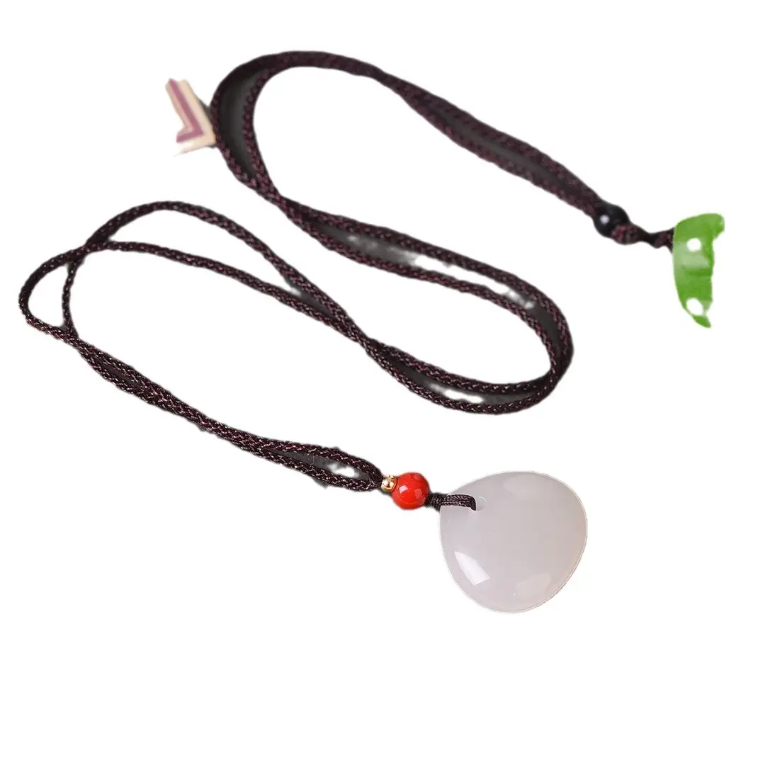 Jade Drop Pendant with Red Stone & Black Cord - Image 5