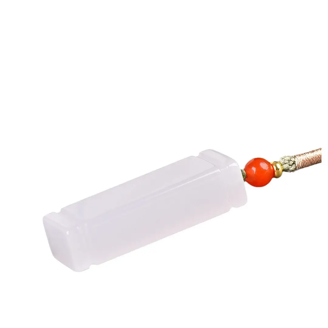 White Jade Pendant with Red Opal Accents - Image 5