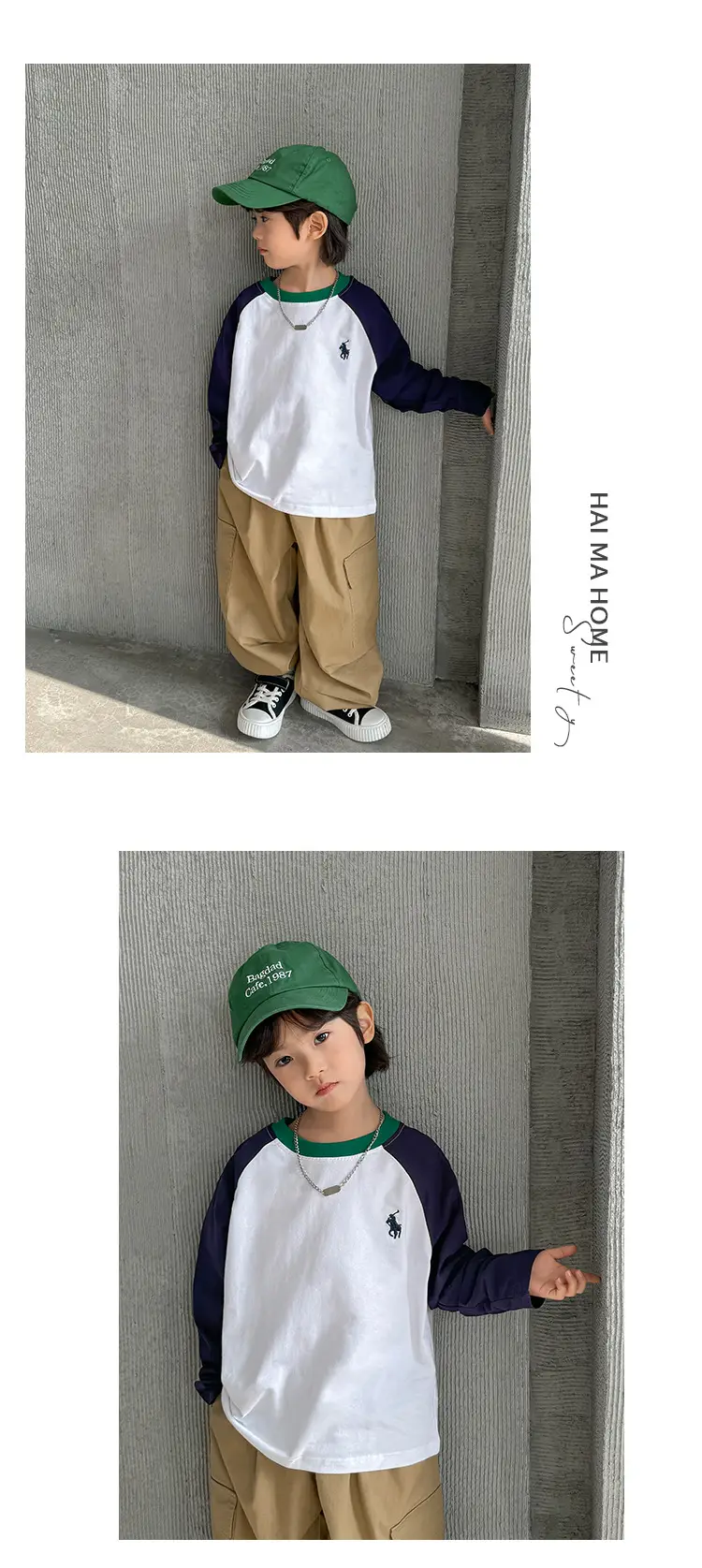 Haima Boys Long Sleeve Cotton T-Shirt White — feature 13