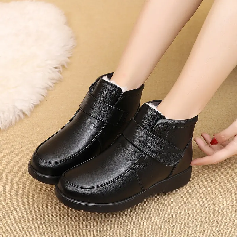 New real wool first layer cowhide mother cotton shoes soft bottom lightweight women's comfortable middle-aged and elderly women's shoes factory direct sales - Image 6