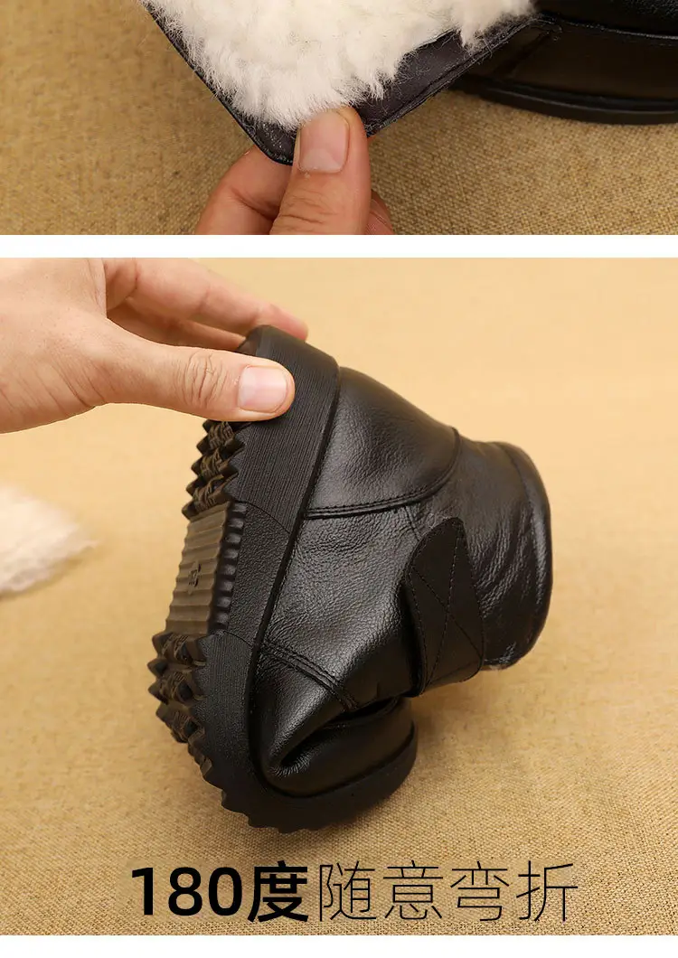 New real wool first layer cowhide mother cotton shoes soft bottom lightweight women's comfortable middle-aged and elderly women's shoes factory direct sales — feature 11