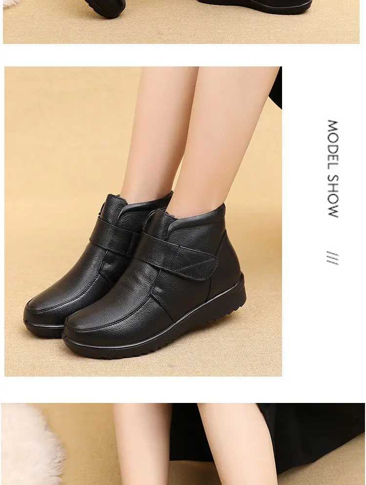 New real wool first layer cowhide mother cotton shoes soft bottom lightweight women's comfortable middle-aged and elderly women's shoes factory direct sales — feature 16
