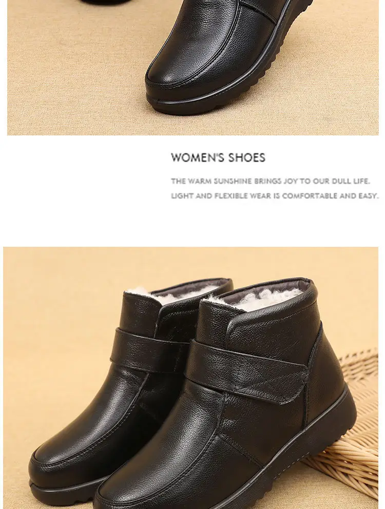 New real wool first layer cowhide mother cotton shoes soft bottom lightweight women's comfortable middle-aged and elderly women's shoes factory direct sales — feature 18