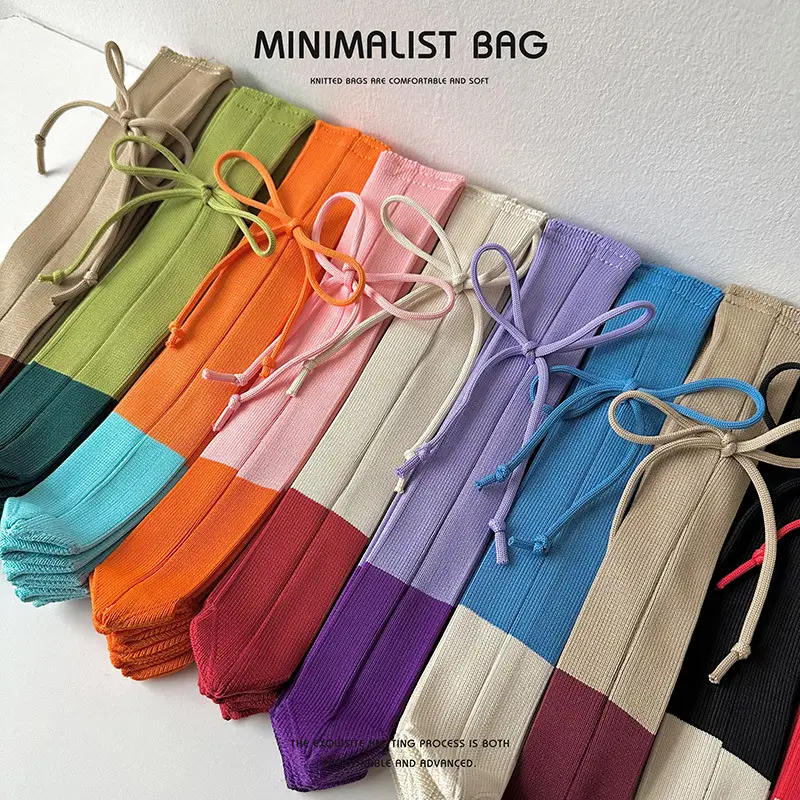 Foldable Knitted Shoulder Bag Large Capacity Multi Color