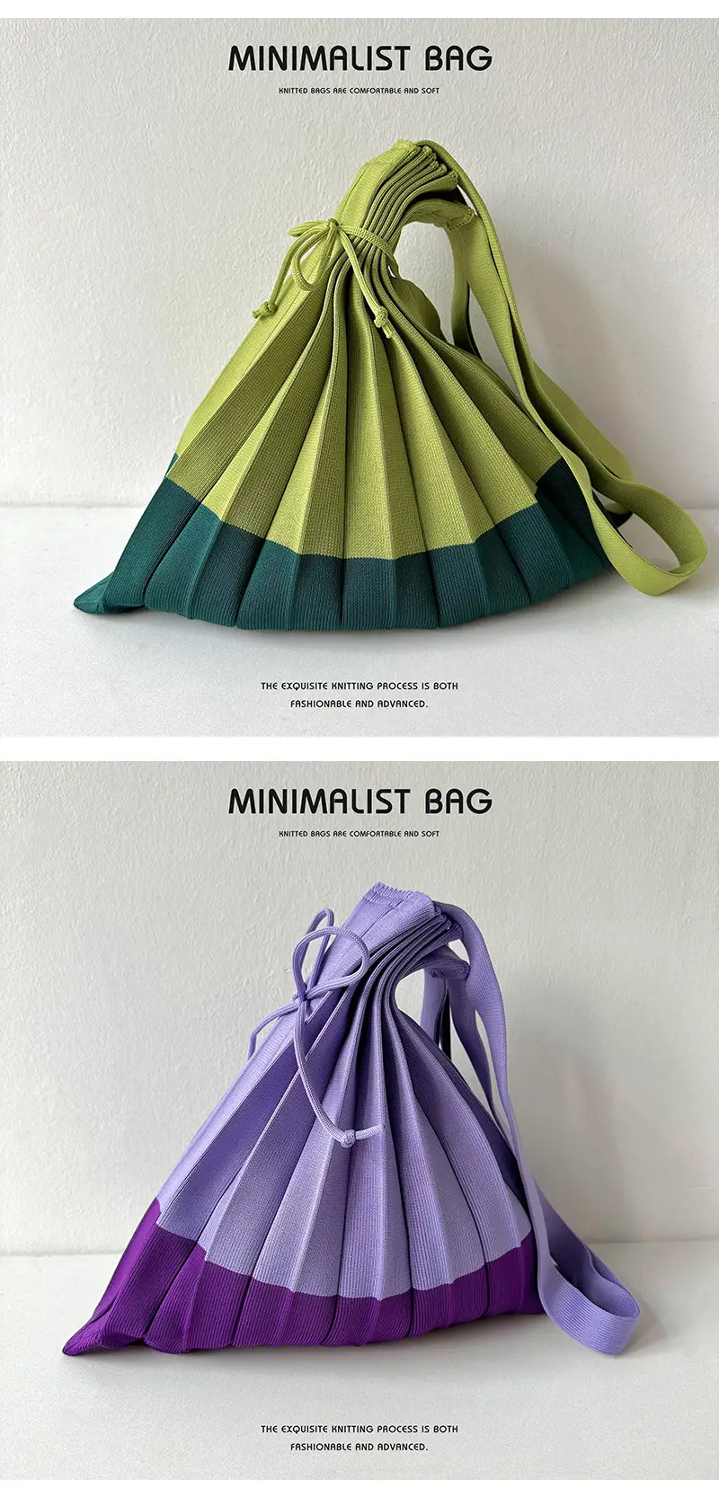 Foldable Knitted Shoulder Bag Large Capacity Multi Color — feature 5