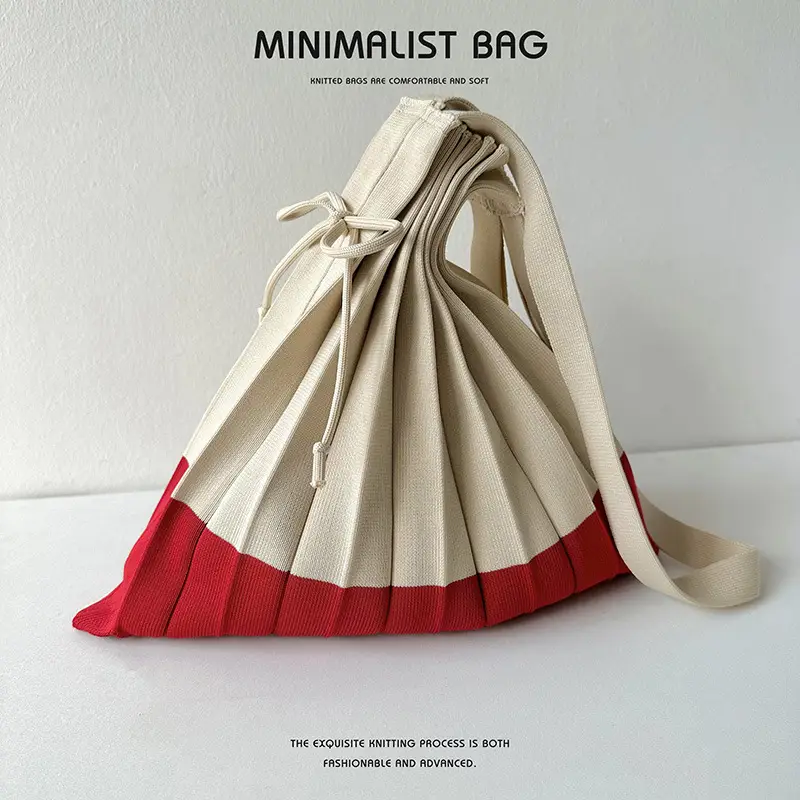 Foldable Knitted Shoulder Bag Large Capacity Multi Color