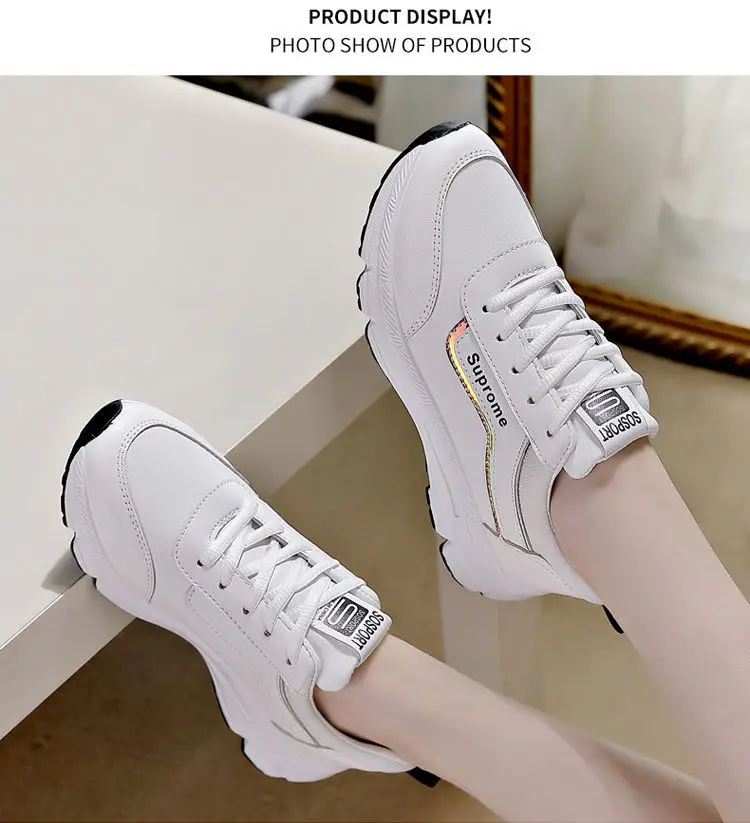 Women's shoes spring new sneaker women's leather casual Korean style versatile white shoes women's single shoes running daddy shoes — feature 10