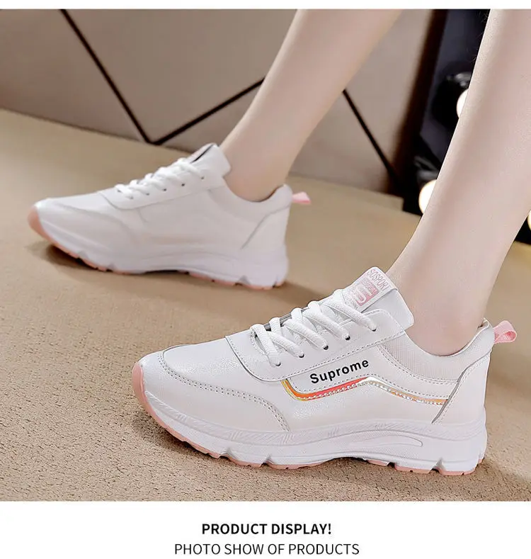 Women's shoes spring new sneaker women's leather casual Korean style versatile white shoes women's single shoes running daddy shoes — feature 12