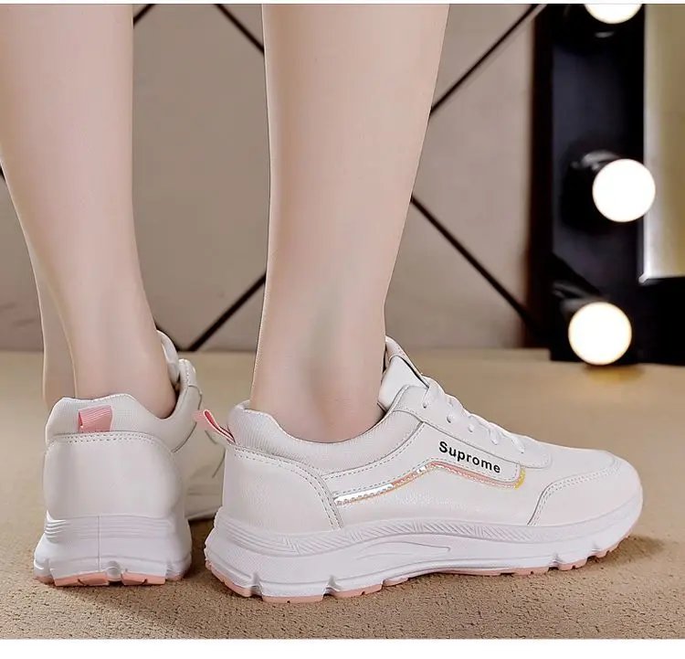 Women's shoes spring new sneaker women's leather casual Korean style versatile white shoes women's single shoes running daddy shoes — feature 16