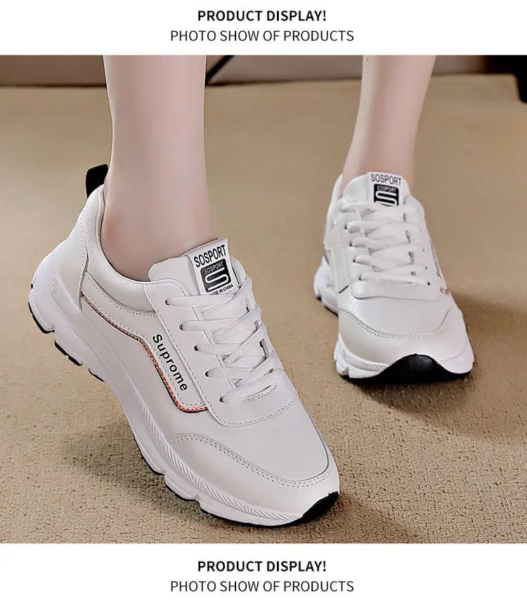 Women's shoes spring new sneaker women's leather casual Korean style versatile white shoes women's single shoes running daddy shoes — feature 8