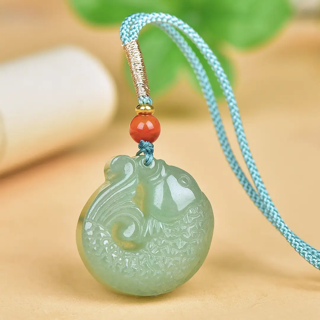 Dongling Jade Fish Pendant with Red Stone - Image 3