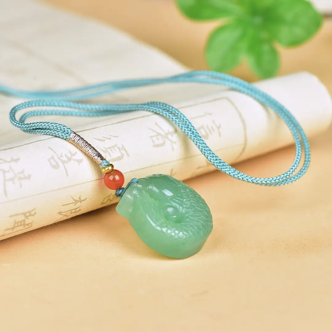 Dongling Jade Fish Pendant with Red Stone - Image 4