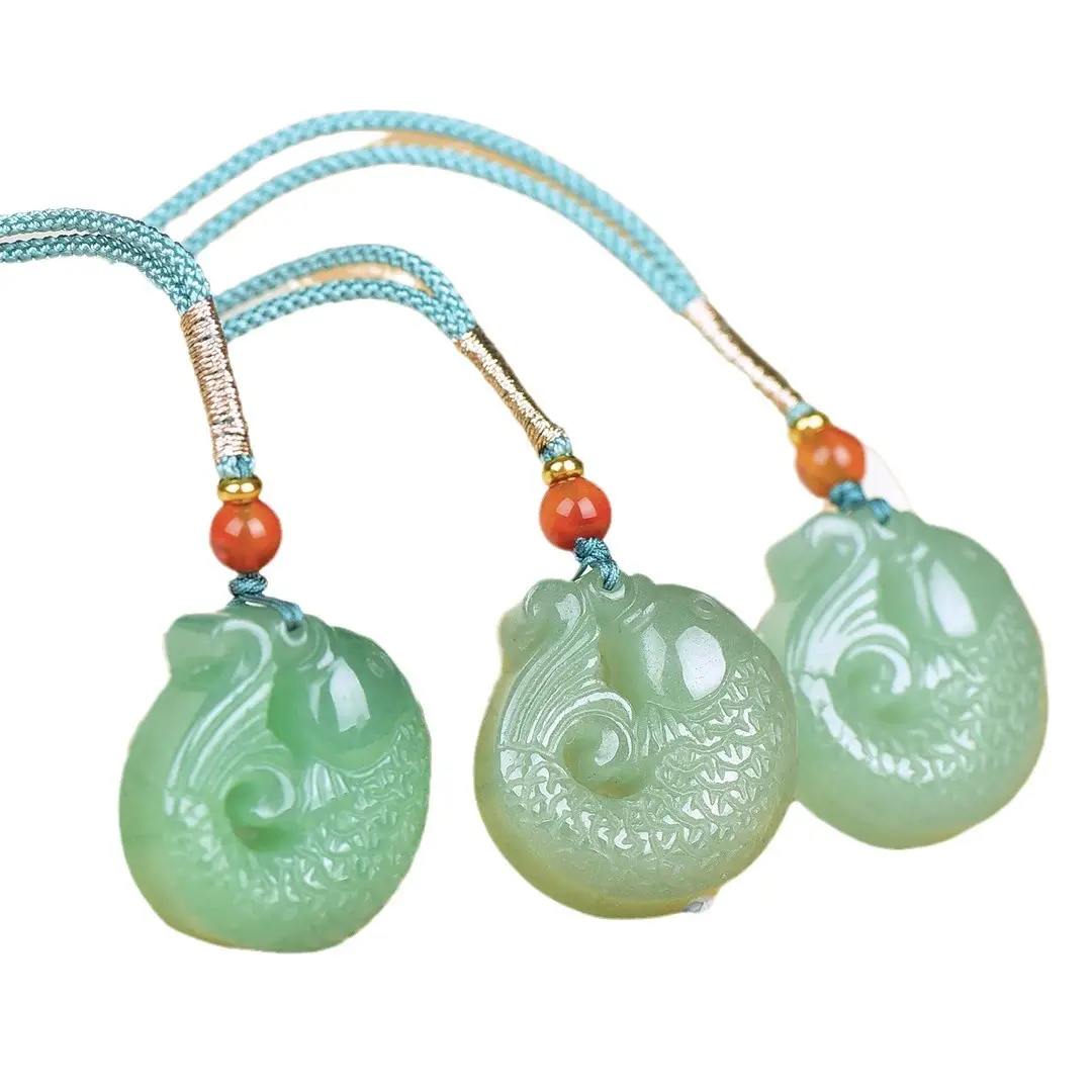 Dongling Jade Fish Pendant with Red Stone - Image 5