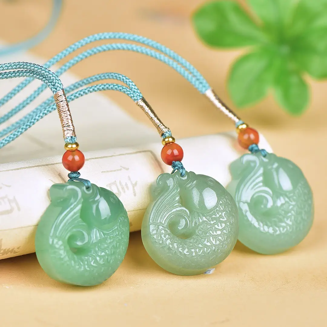 Dongling Jade Fish Pendant with Red Stone — feature 7