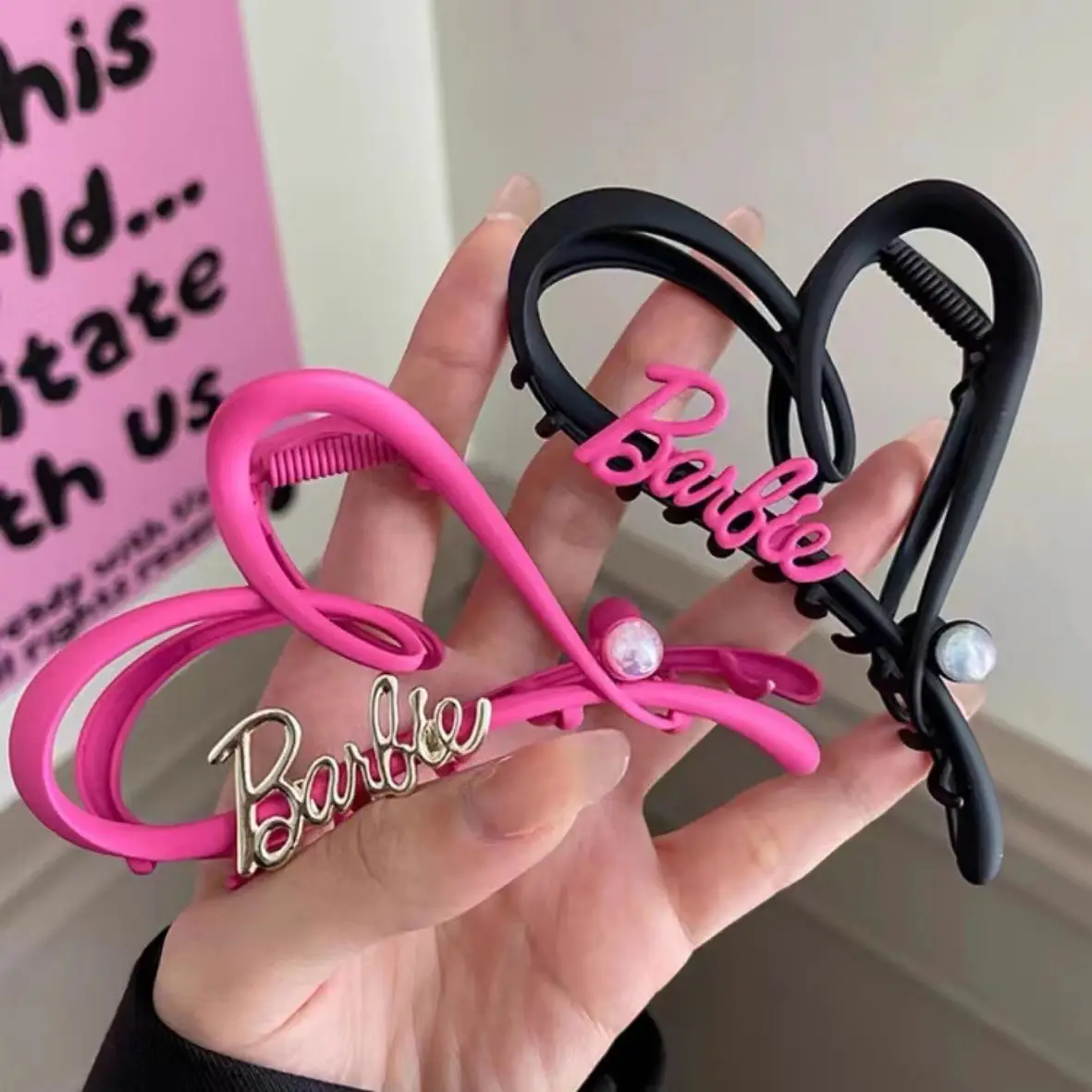 Barbie Pink Hair Clip Large Hollow Shark Design - Image 6