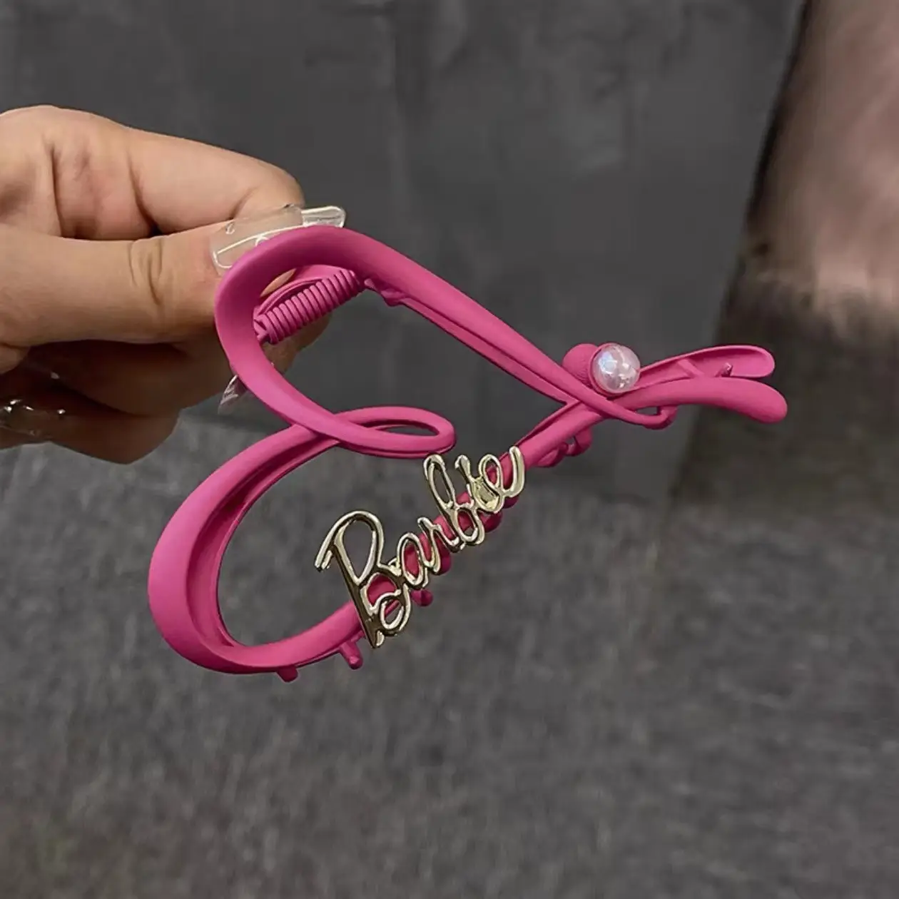 Barbie Pink Hair Clip Large Hollow Shark Design - Image 3