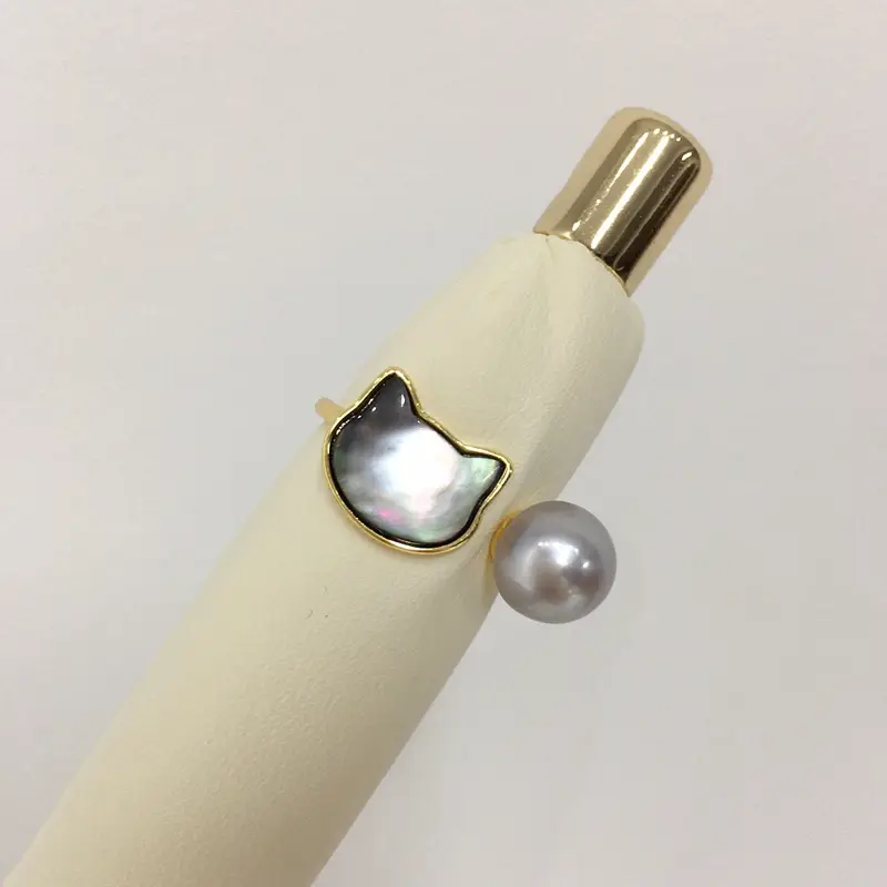 Natural Freshwater Pearl Ring 18K Real Gold Electroplating - Image 2