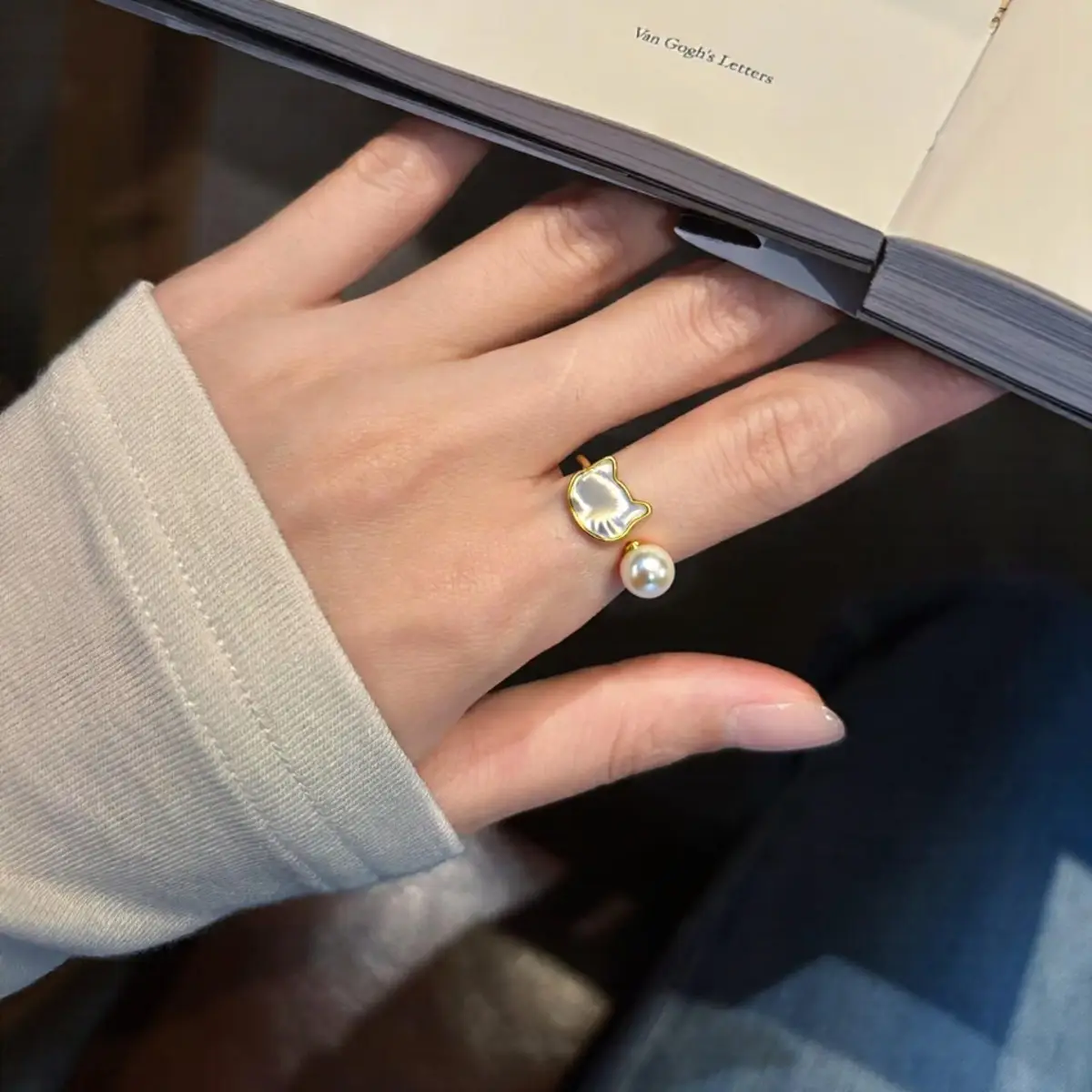 Natural Freshwater Pearl Ring 18K Real Gold Electroplating - Image 5