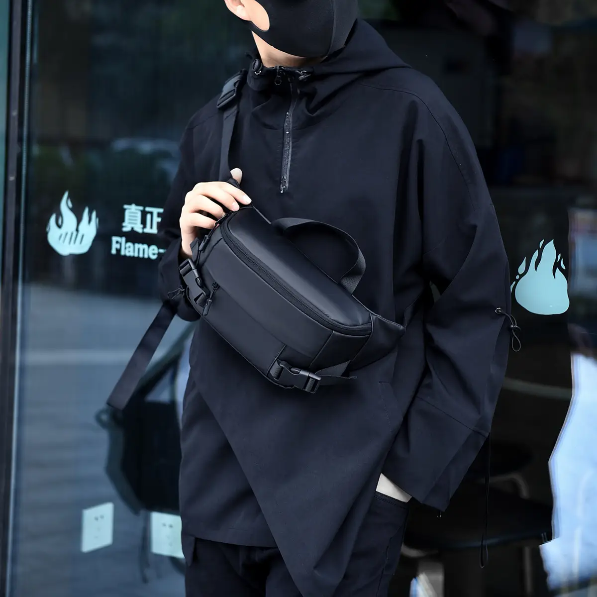 Men's Black Crossbody Shoulder Bag 2023 Winter - Image 4