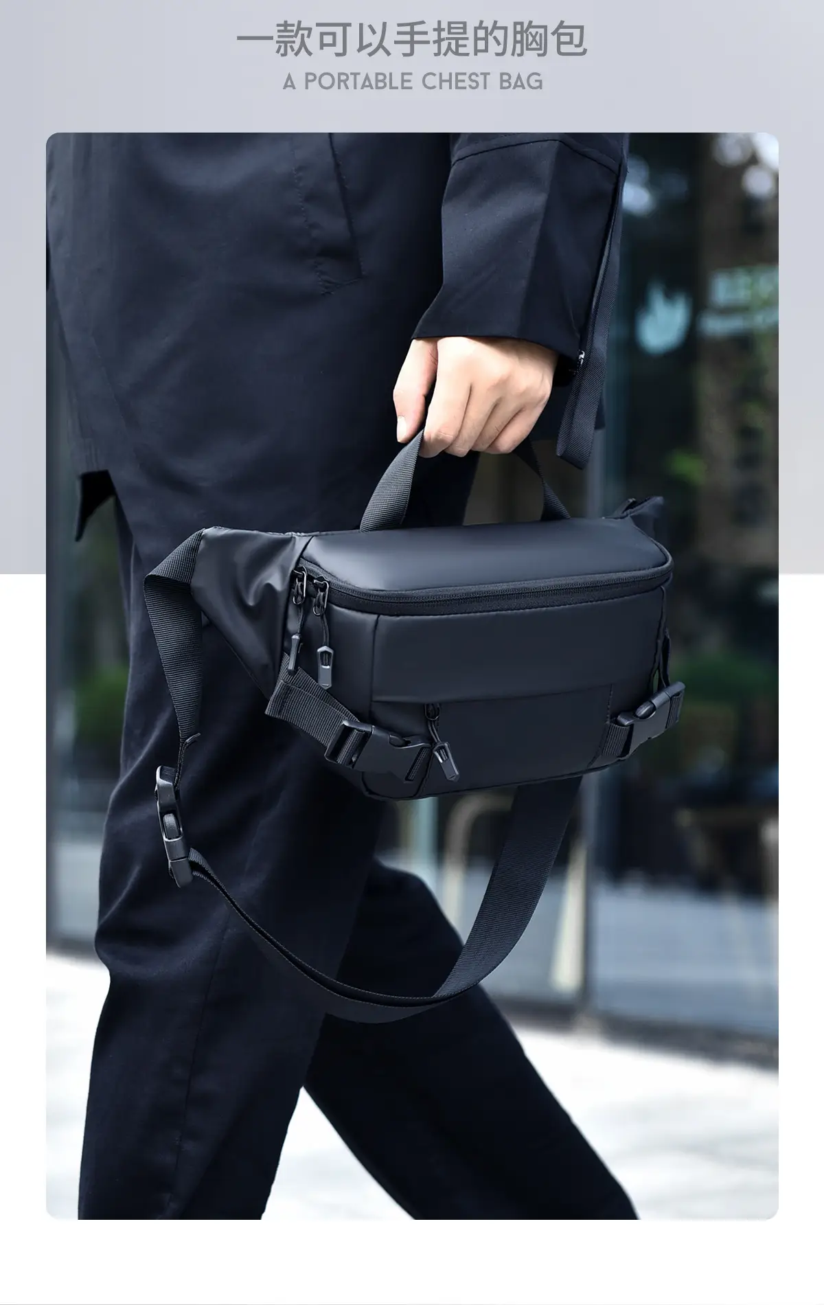 Men's Black Crossbody Shoulder Bag 2023 Winter — feature 5