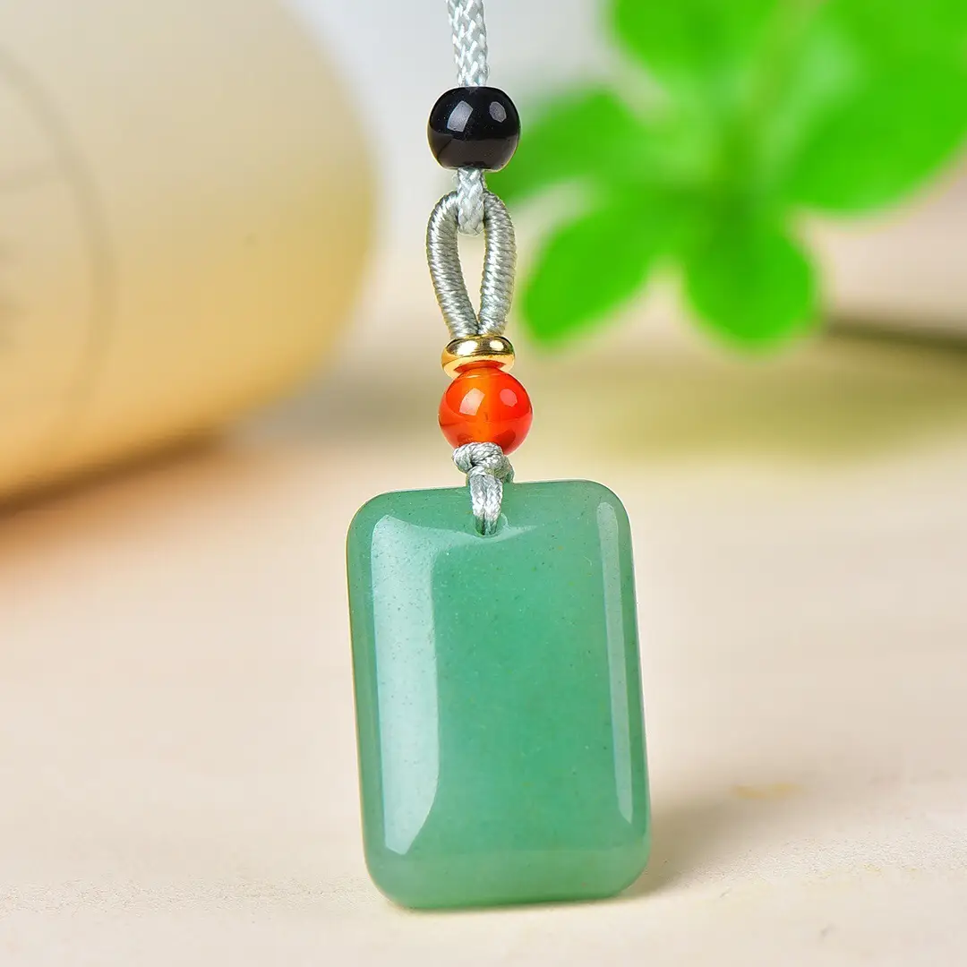 Dongling Jade Ping An Pai Necklace with Red Beads - Image 4