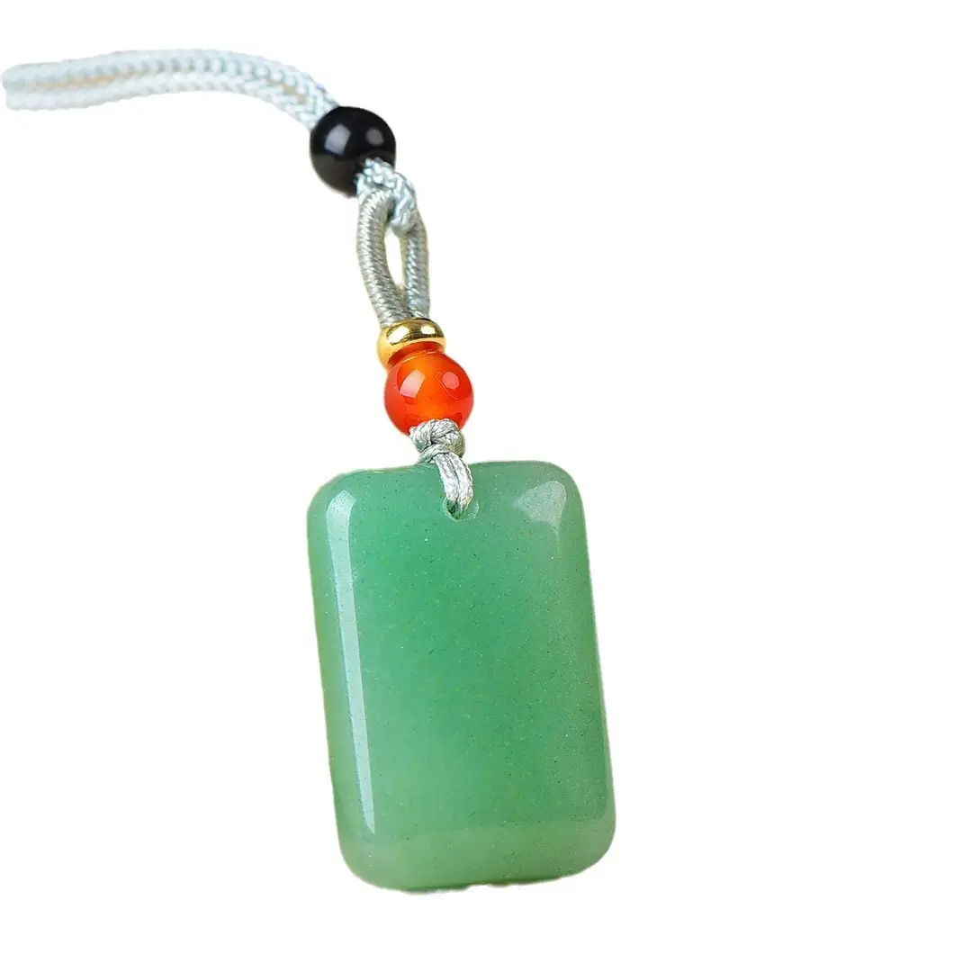 Dongling Jade Ping An Pai Necklace with Red Beads - Image 5
