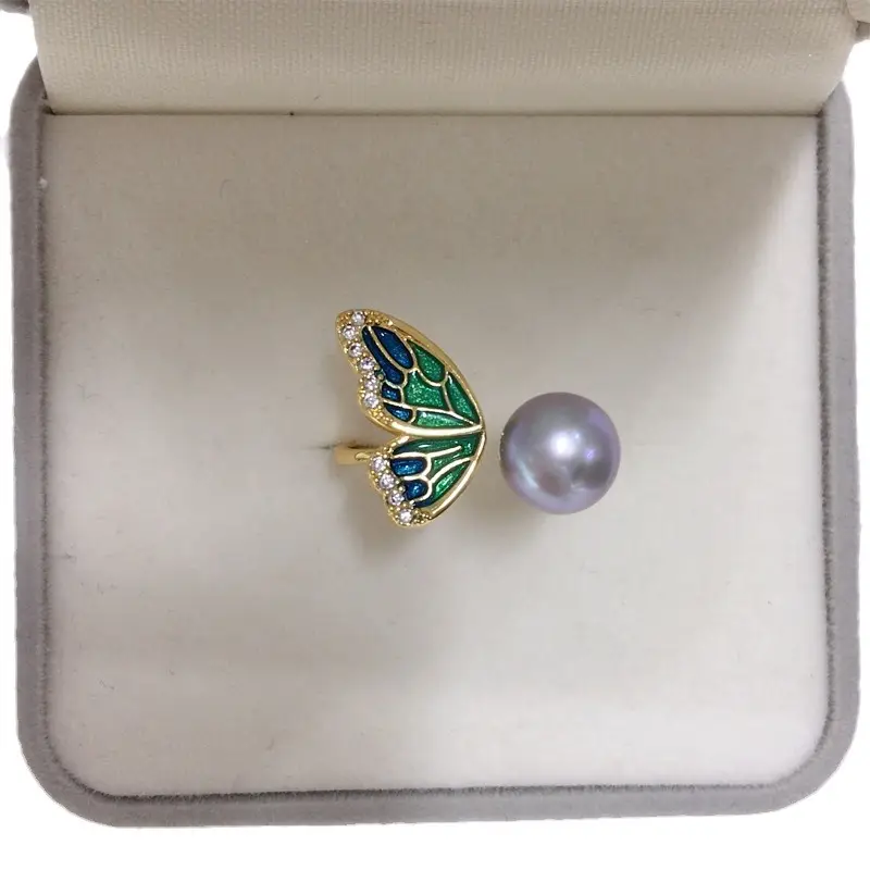 Butterfly Pearl Ring 18K Gold Real Gold Elect Plating - Image 5