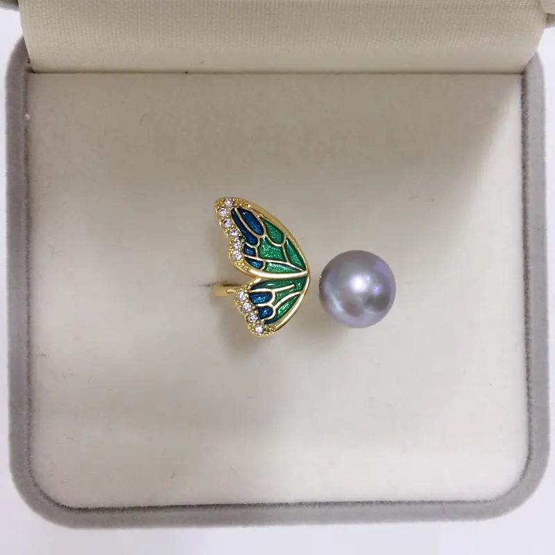 Butterfly Pearl Ring 18K Gold Real Gold Elect Plating — feature 10