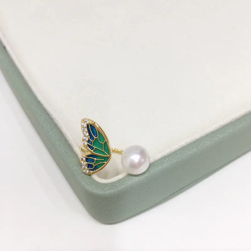 Butterfly Pearl Ring 18K Gold Real Gold Elect Plating — feature 6
