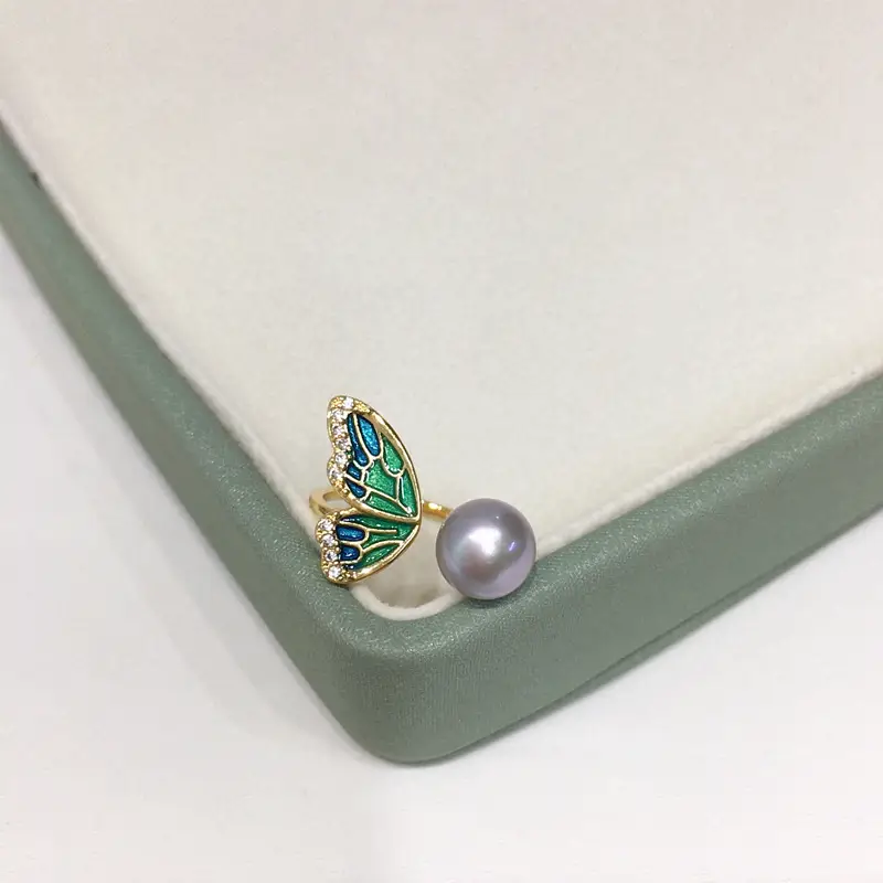 Butterfly Pearl Ring 18K Gold Real Gold Elect Plating — feature 7