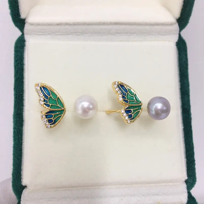 Butterfly Pearl Ring 18K Gold Real Gold Elect Plating — feature 8