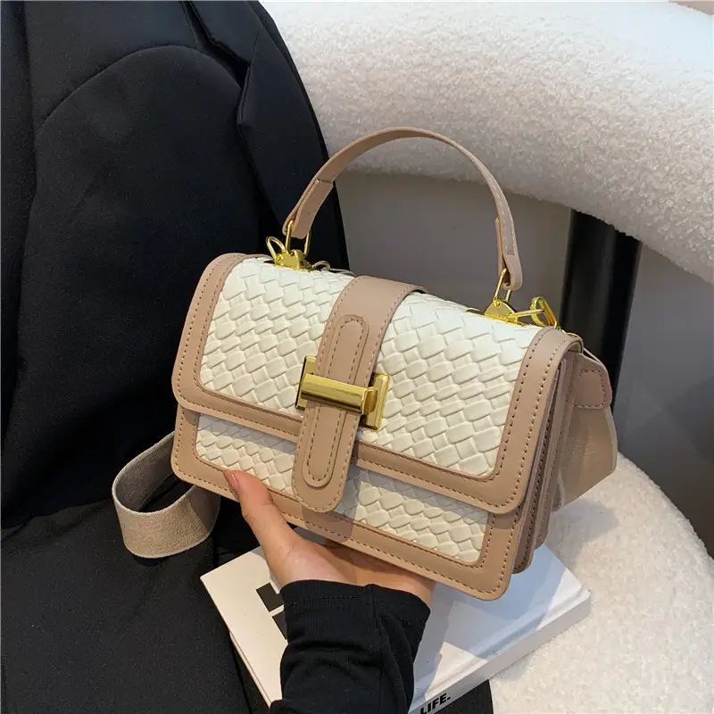 Women's Beige Beige Crossbody Bag with Gold Clasp