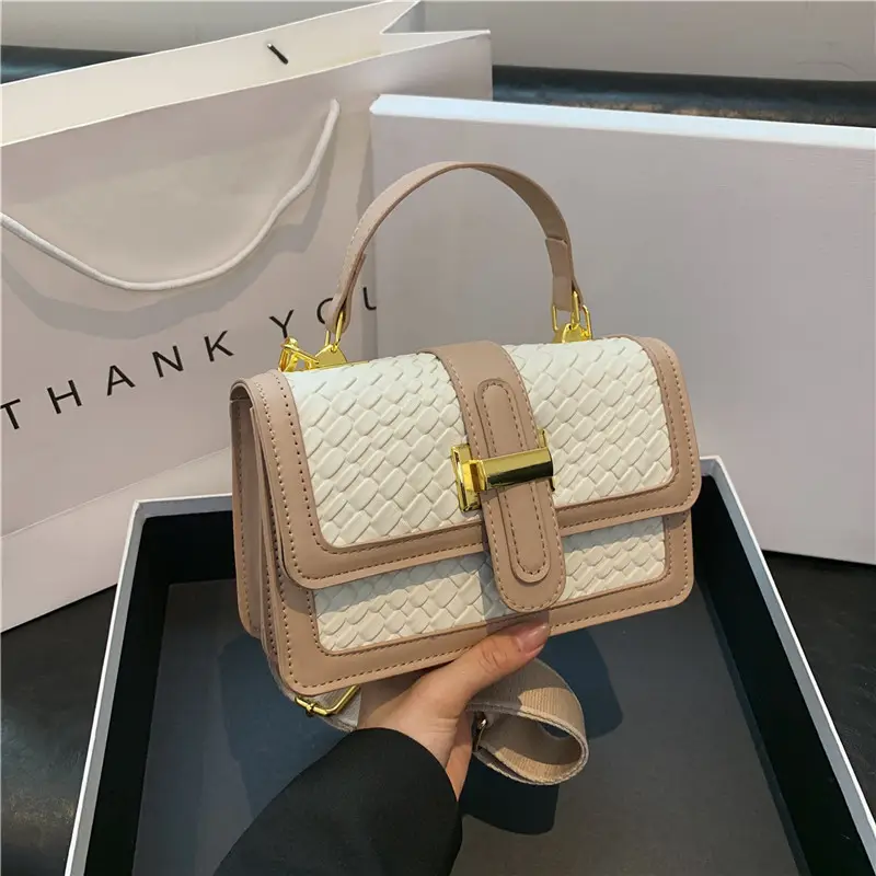 Women's Beige Beige Crossbody Bag with Gold Clasp