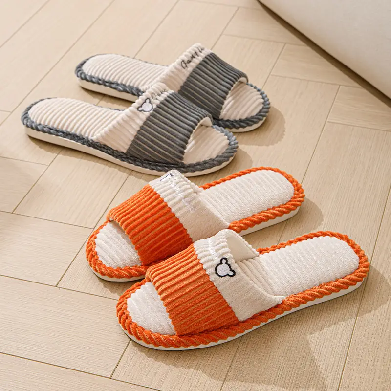 Slippers for women spring and autumn indoor home home couple non-slip soft bottom summer cotton linen fabric sweat-absorbent slippers for men