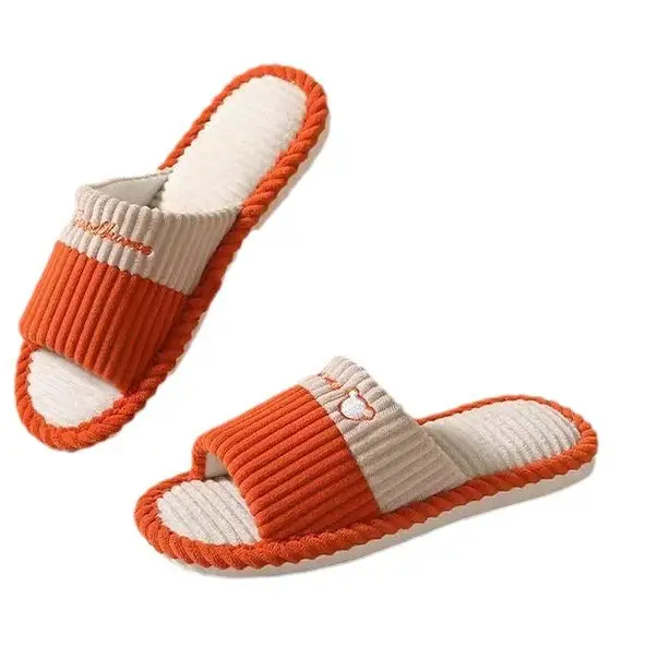 Slippers for women spring and autumn indoor home home couple non-slip soft bottom summer cotton linen fabric sweat-absorbent slippers for men