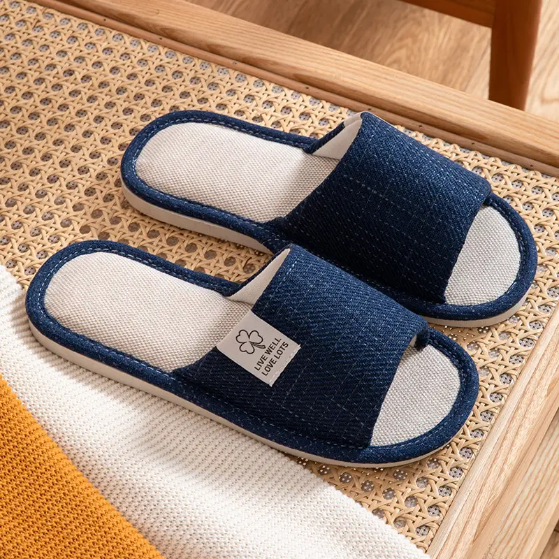 Slippers for women spring and autumn indoor home home couple non-slip soft bottom summer cotton linen fabric sweat-absorbent slippers for men