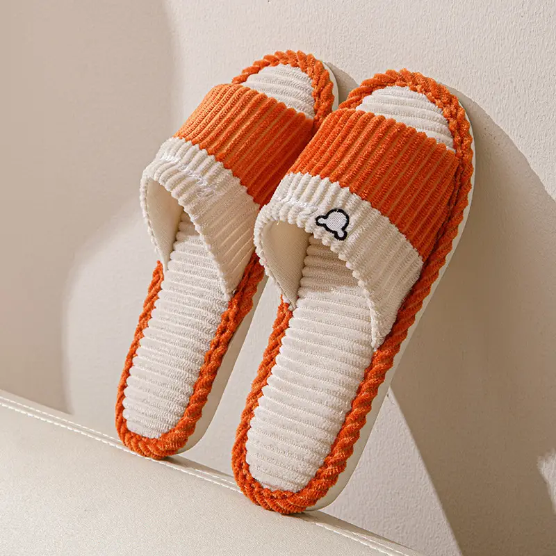Slippers for women spring and autumn indoor home home couple non-slip soft bottom summer cotton linen fabric sweat-absorbent slippers for men