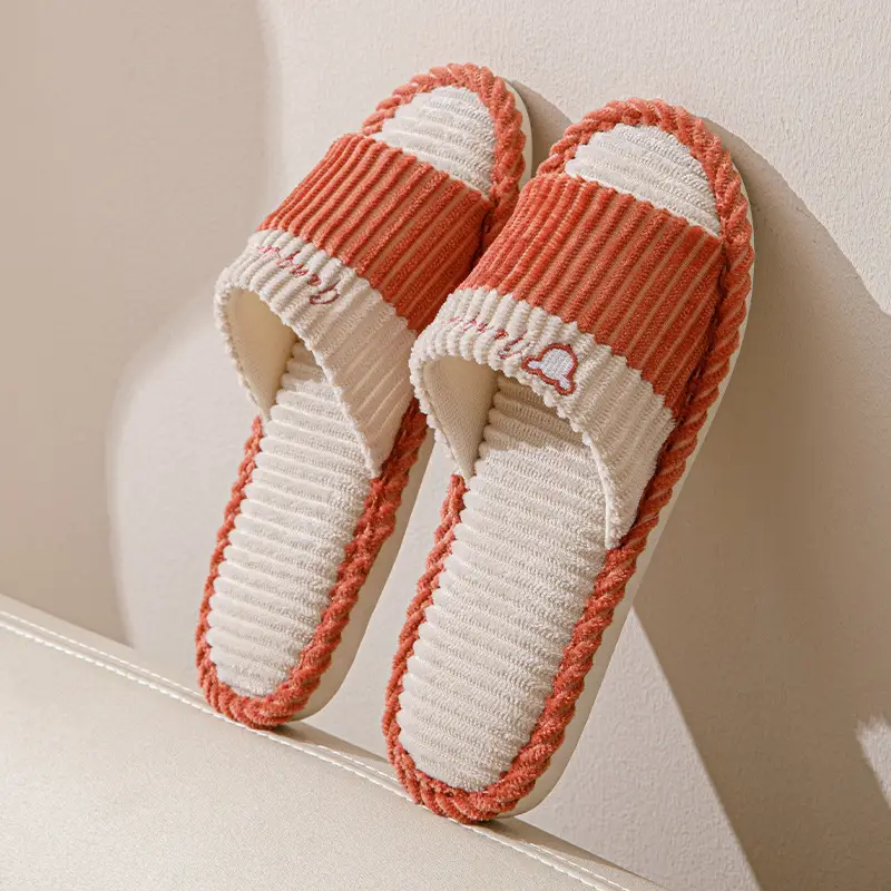 Slippers for women spring and autumn indoor home home couple non-slip soft bottom summer cotton linen fabric sweat-absorbent slippers for men