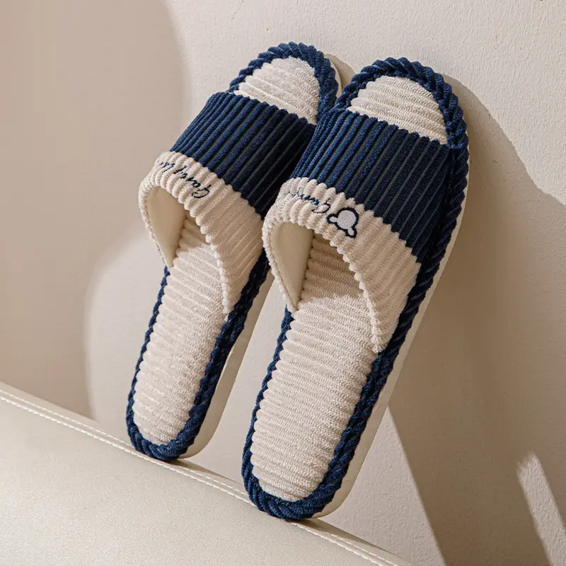 Slippers for women spring and autumn indoor home home couple non-slip soft bottom summer cotton linen fabric sweat-absorbent slippers for men