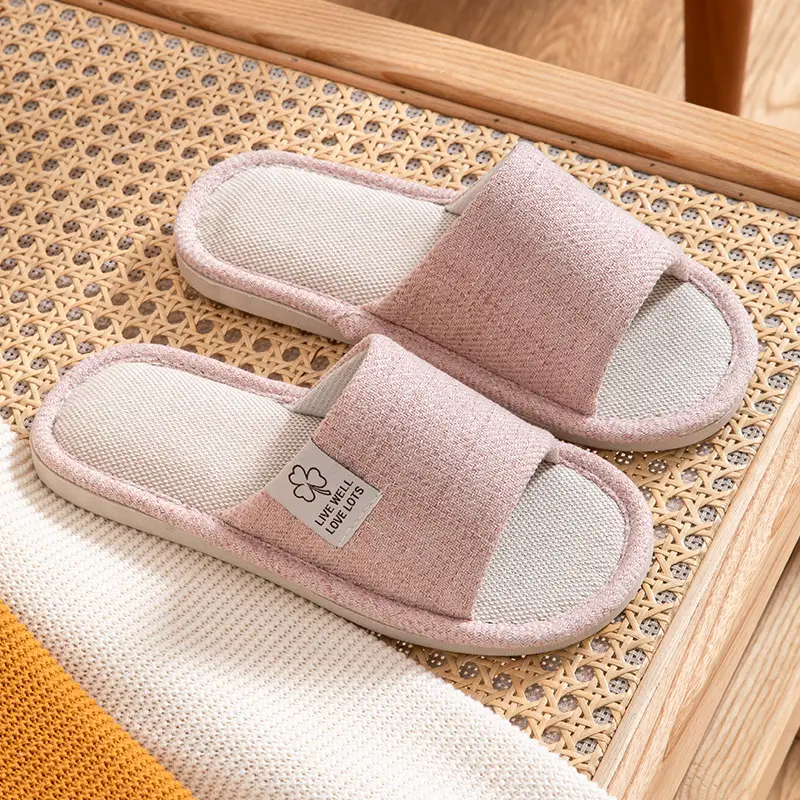 Slippers for women spring and autumn indoor home home couple non-slip soft bottom summer cotton linen fabric sweat-absorbent slippers for men