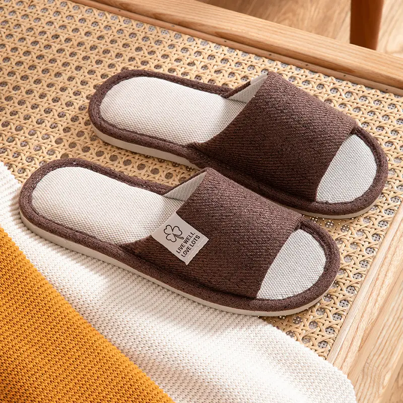 Slippers for women spring and autumn indoor home home couple non-slip soft bottom summer cotton linen fabric sweat-absorbent slippers for men