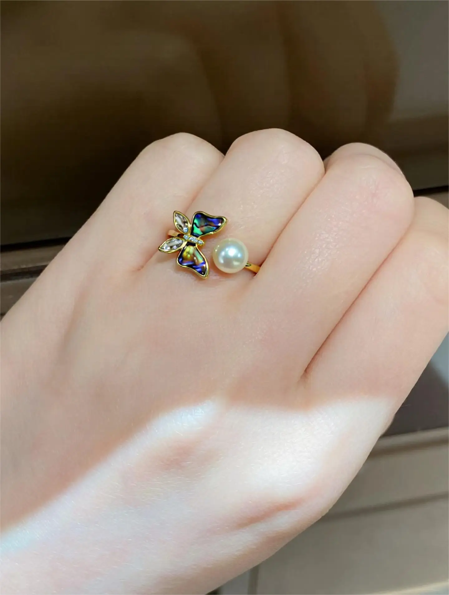 Natural Freshwater Pearl Ring 18K Real Gold Electroplating — feature 12