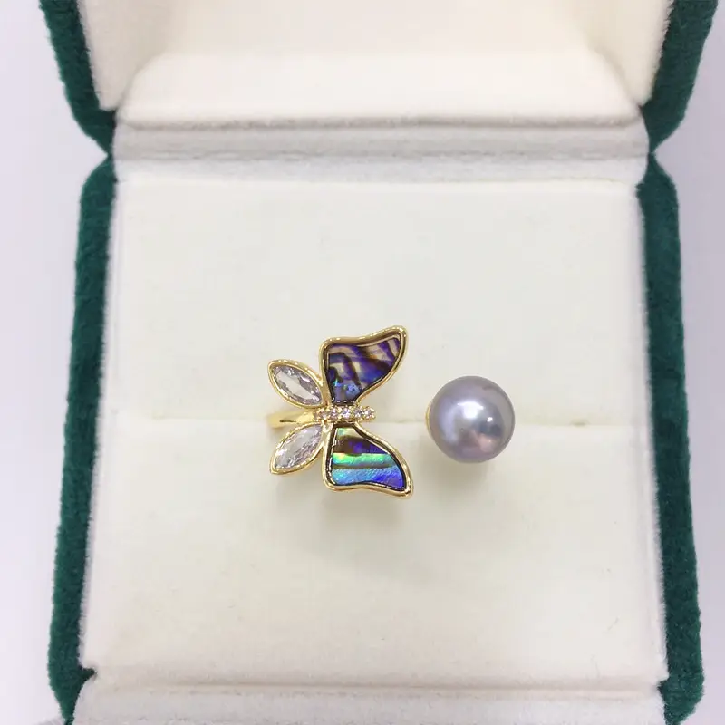 Natural Freshwater Pearl Ring 18K Real Gold Electroplating - Image 2
