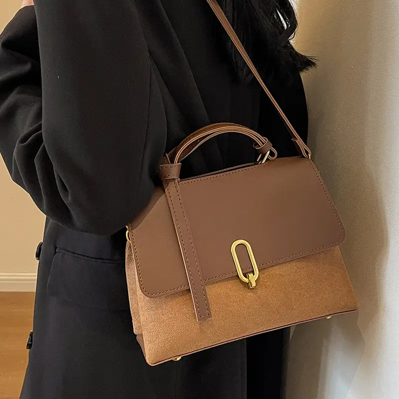 Frosted Women's Shoulder Messenger Bag Black Gold Clasp - Image 8