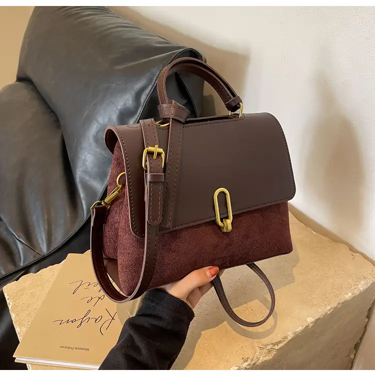 Frosted Women's Shoulder Messenger Bag Black Gold Clasp — feature 10