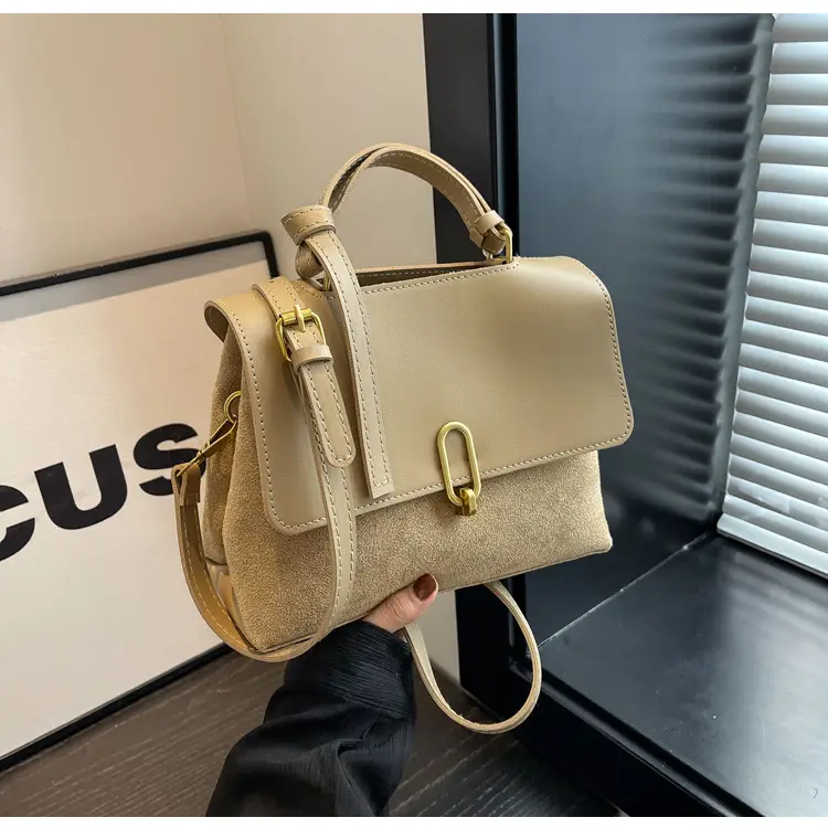 Frosted Women's Shoulder Messenger Bag Black Gold Clasp — feature 12