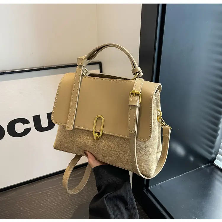 Frosted Women's Shoulder Messenger Bag Black Gold Clasp — feature 13