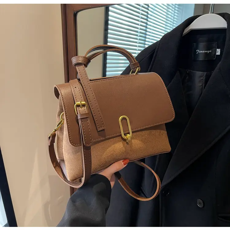 Frosted Women's Shoulder Messenger Bag Black Gold Clasp — feature 16