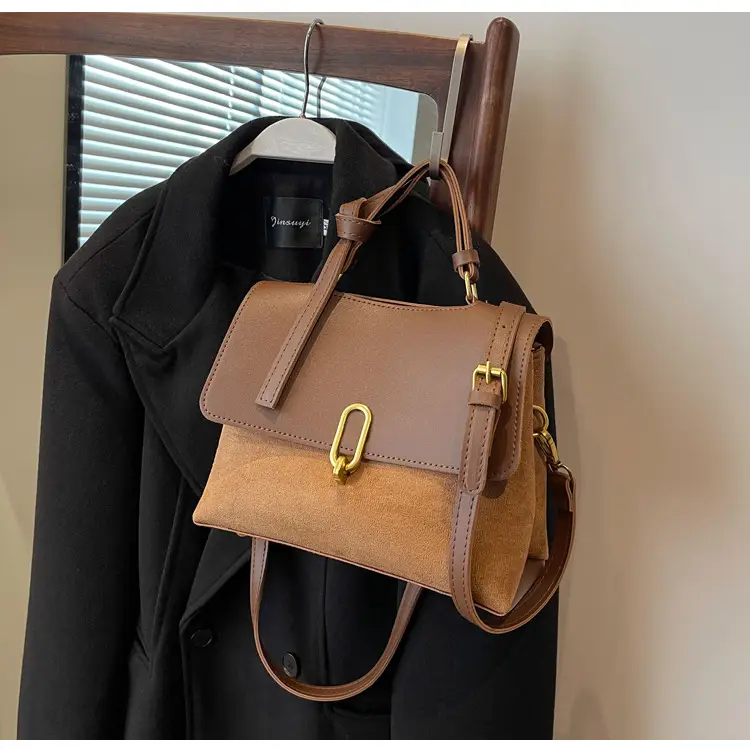 Frosted Women's Shoulder Messenger Bag Black Gold Clasp — feature 17
