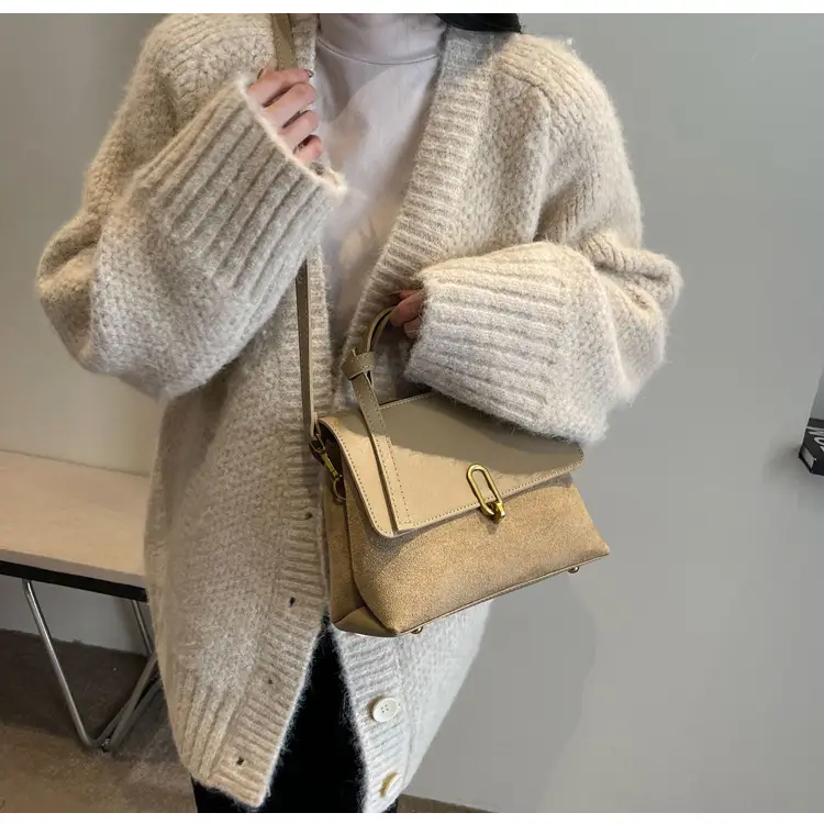 Frosted Women's Shoulder Messenger Bag Black Gold Clasp — feature 21